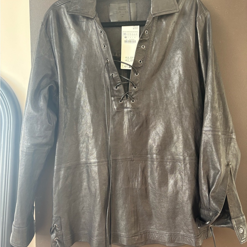 Black Leather Lace-Up Top Steven Meisel for Zara